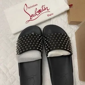 Men’s Louboutin Slides - never worn- size 42 Take It Easy - Mules - Rubber - Black - Men - Christian  main image 4
